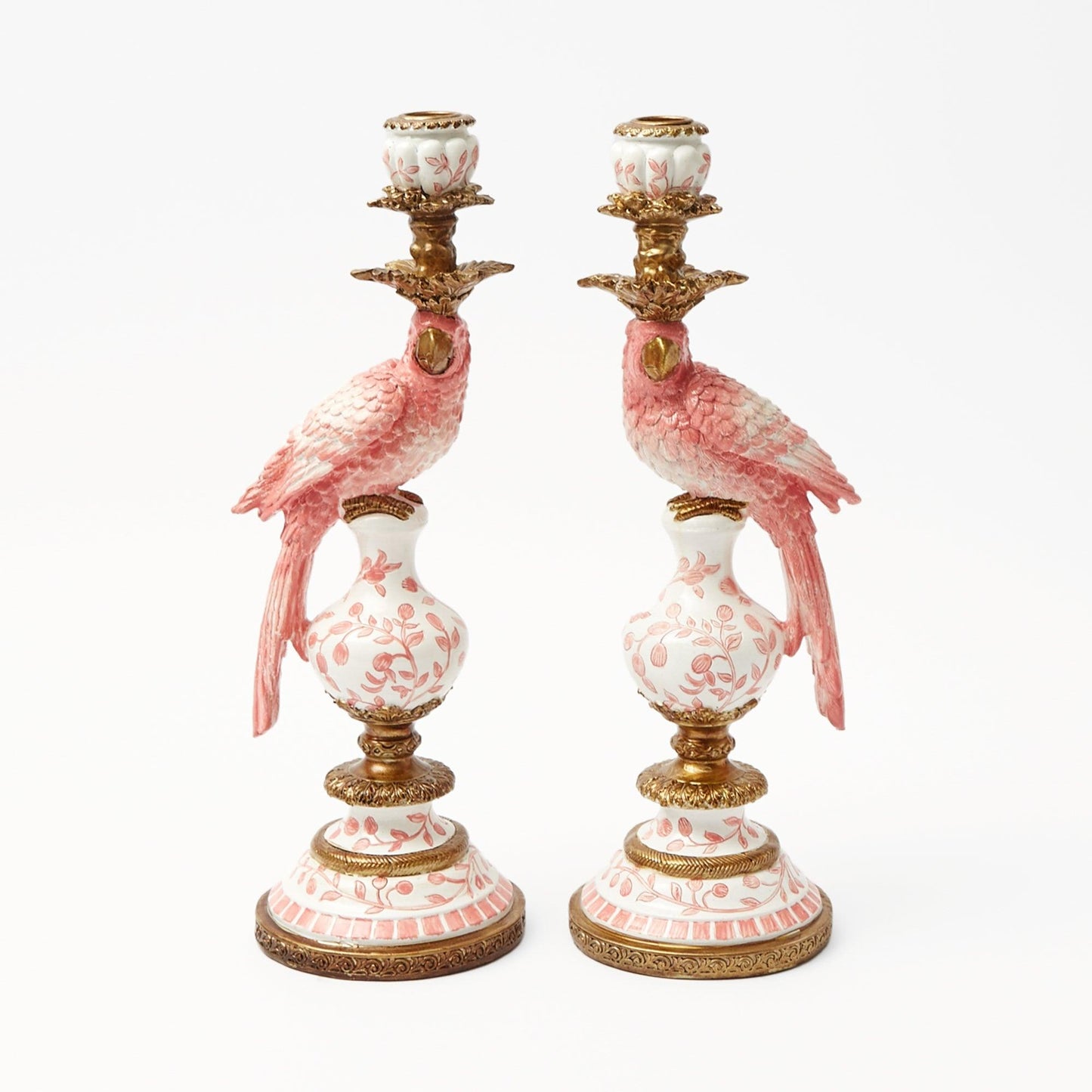 Pink Parrot Candle Holders (Pair)