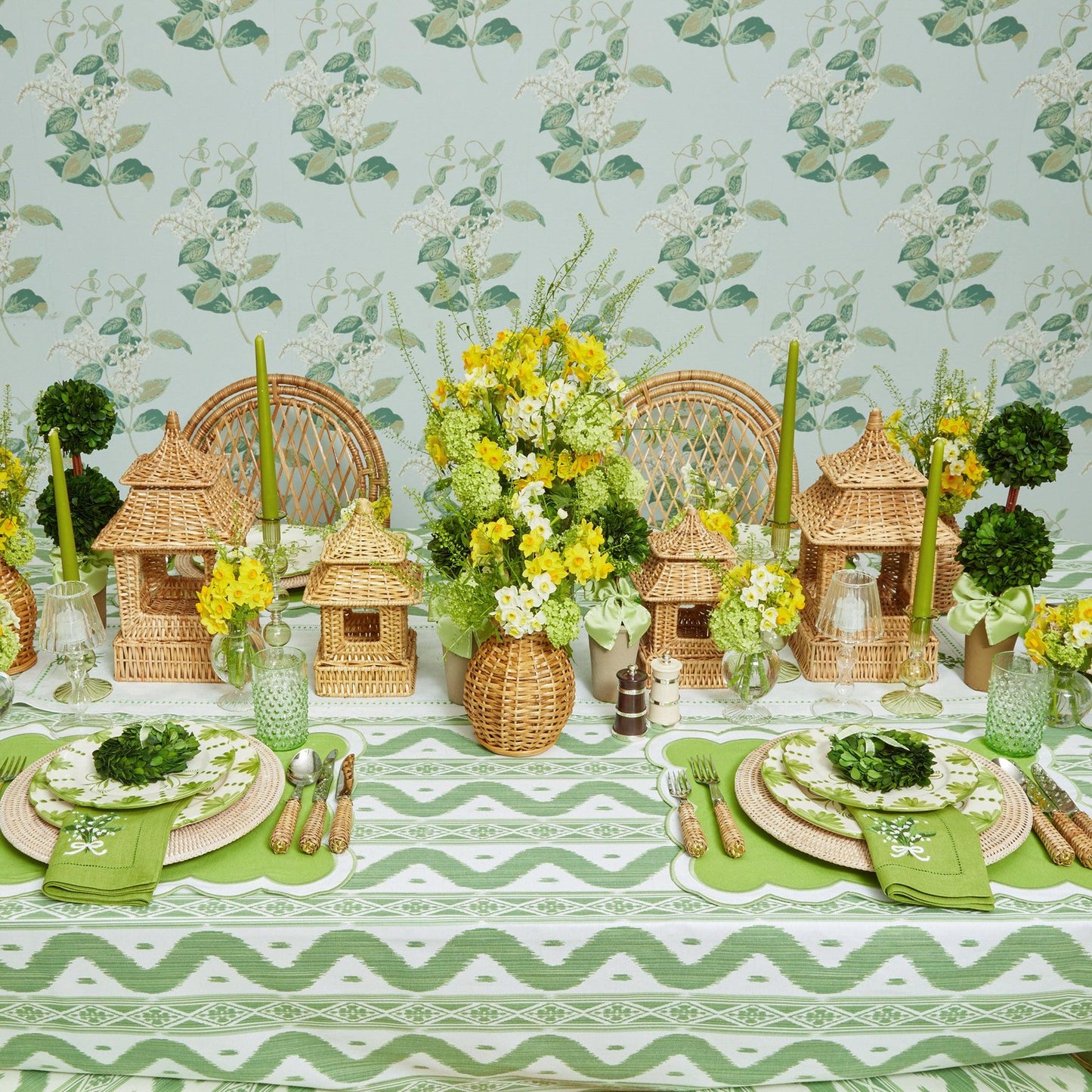 Potted Boxwood Ball with Green Bow (Pair)
