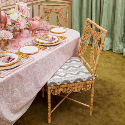 Celine Bow Rattan Chair with Putty Ikat Cushion