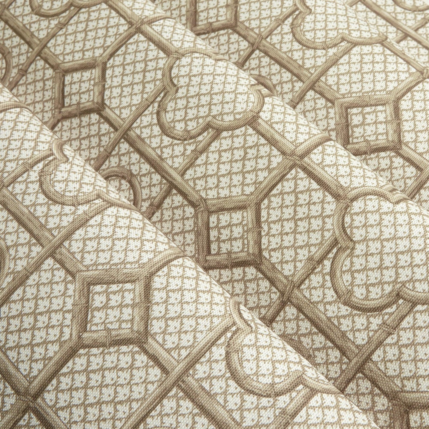 Putty Bamboo Trellis Fabric