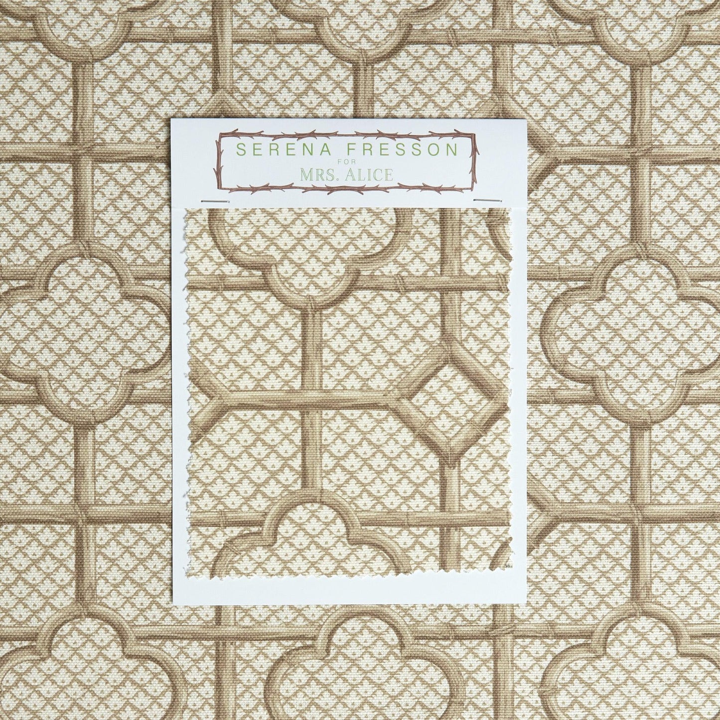 Putty Bamboo Trellis Fabric