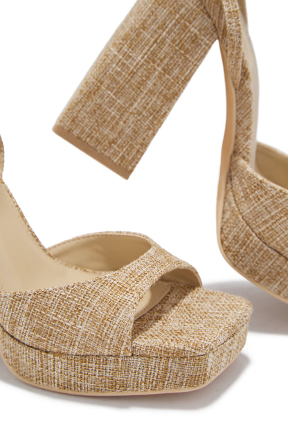 Kami Platform Block Heels - Rafia