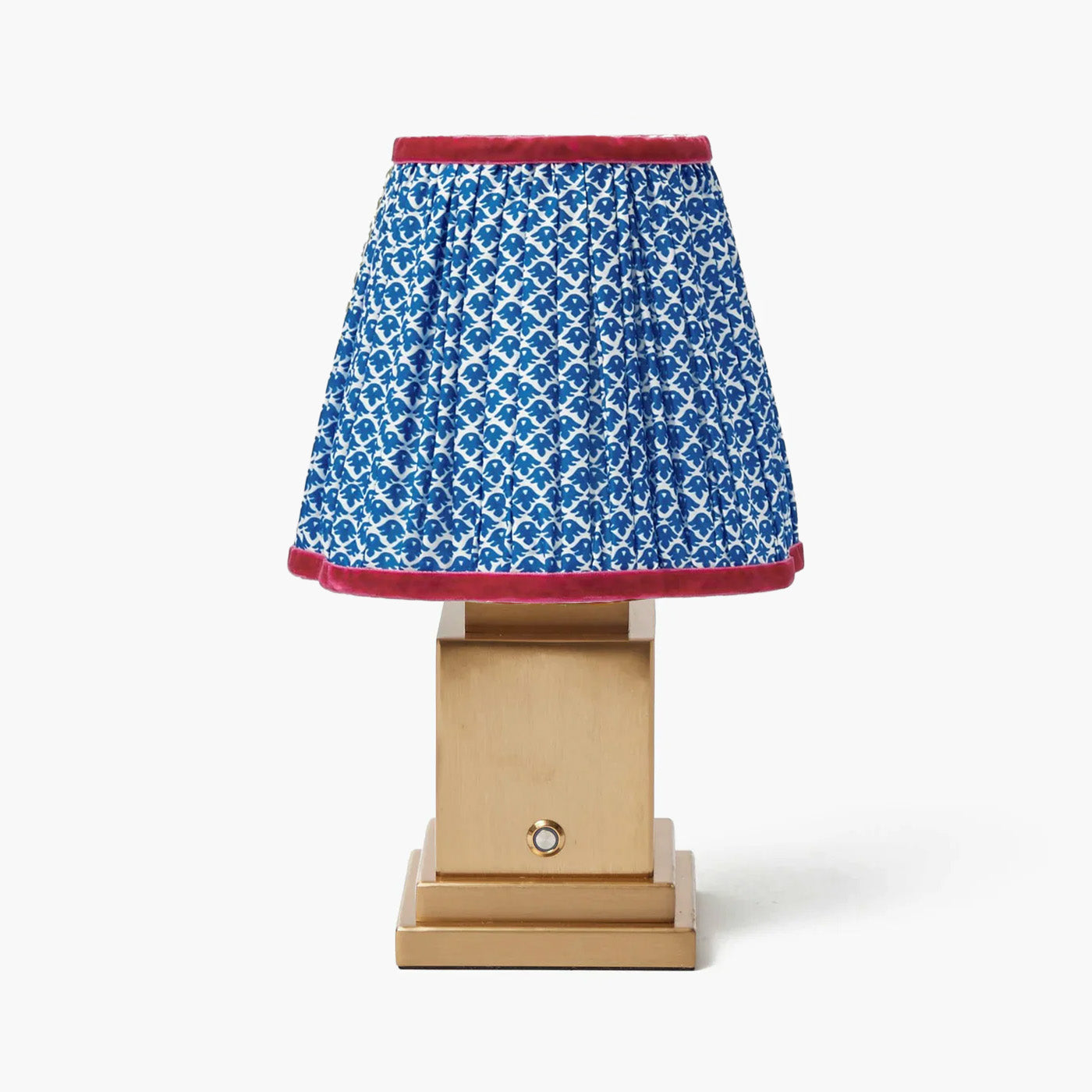 Square Rechargeable Lamp with Cobalt & Red Lotus Shade (18cm)