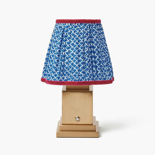 Square Rechargeable Lamp with Cobalt & Red Lotus Shade (18cm)