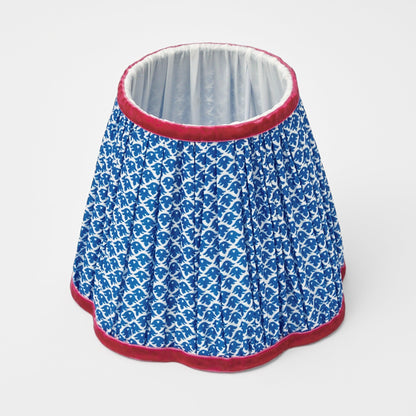 Square Rechargeable Lamp with Cobalt & Red Lotus Shade (18cm)