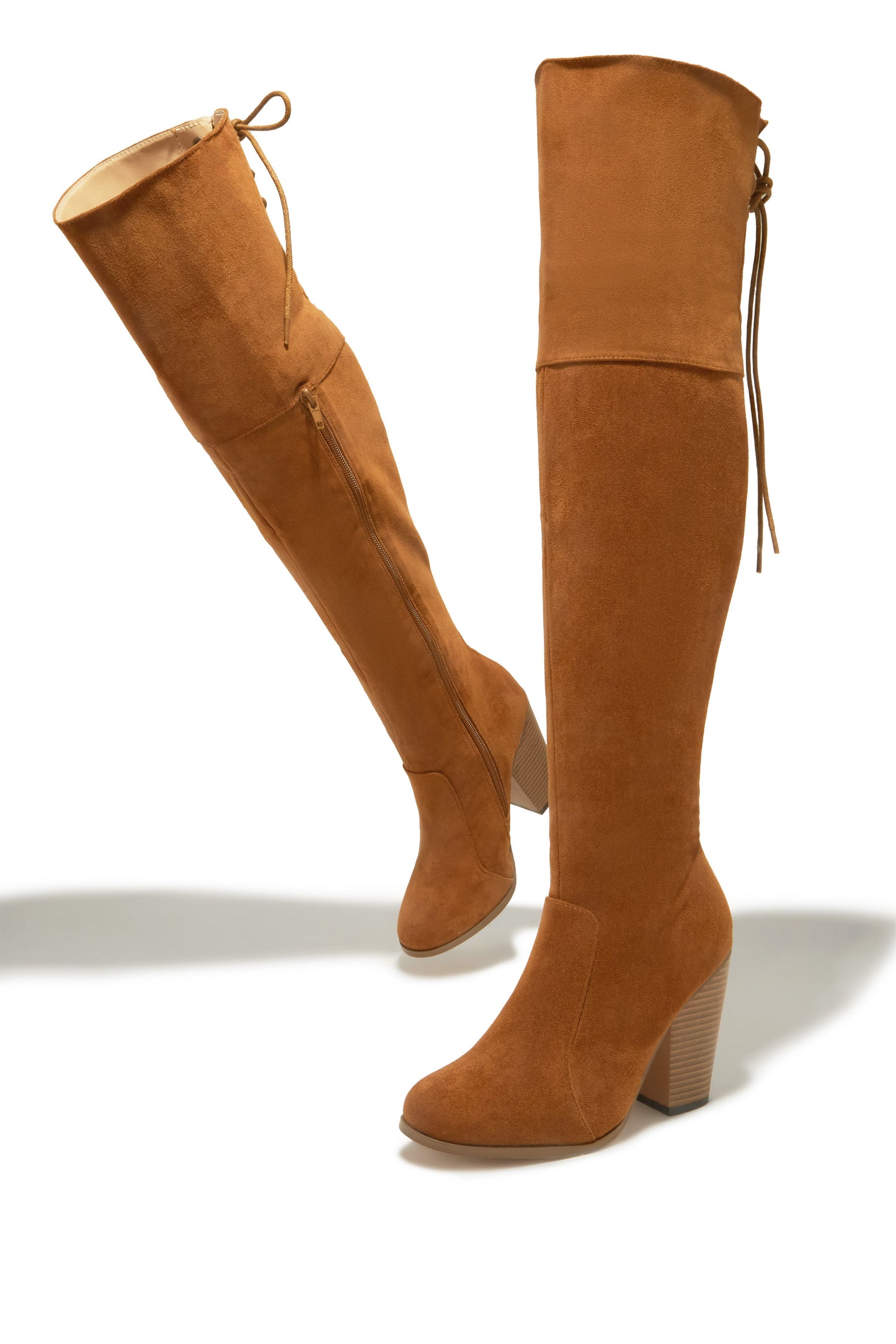 Roadie Over The Knee Block Heel Boots - Tan