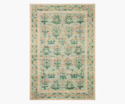 Eden Mughal Rose Power Loomed Rug - Moss