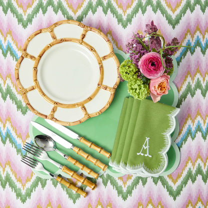 Petal Bamboo Ceramic Dinner Plates (Set of 4)