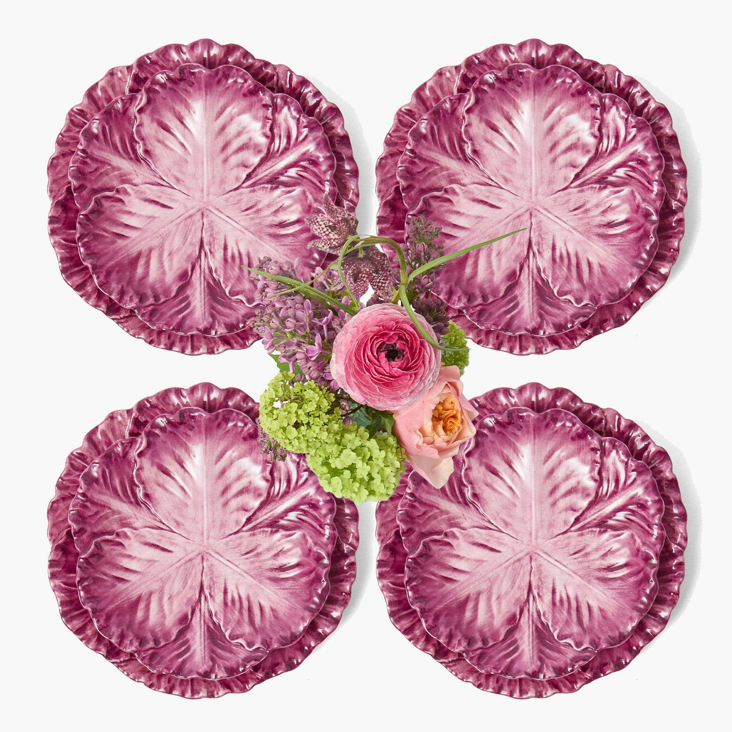 Aubergine Serena Cabbage Dinner & Starter Plates (Set of 8)