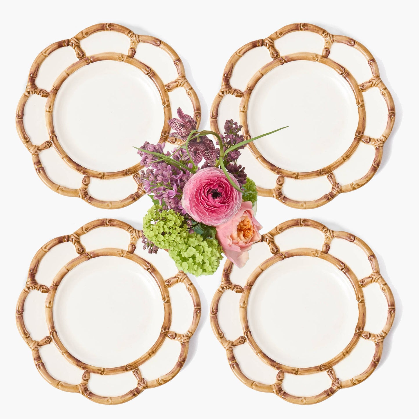 Petal Bamboo Ceramic Dinner Plates (Set of 4)