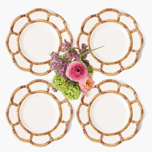 Petal Bamboo Ceramic Dinner Plates (Set of 4)