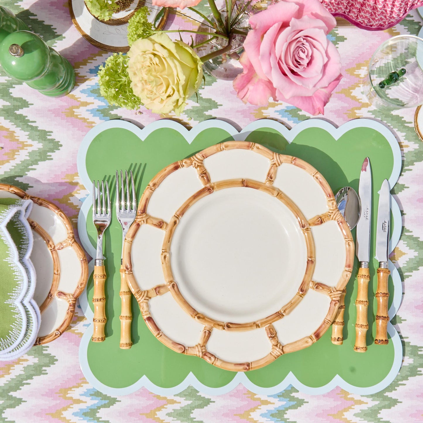 Petal Bamboo Ceramic Dinner Plates (Set of 4)