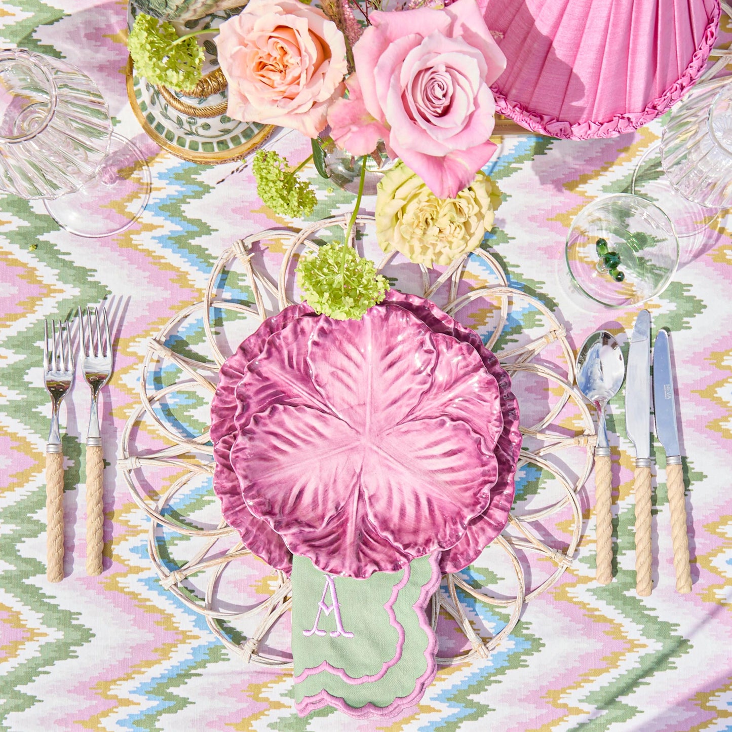 Aubergine Serena Cabbage Dinner & Starter Plates (Set of 8)