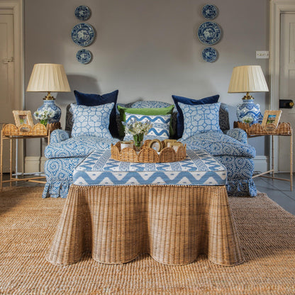 Scalloped Rattan Tray With Stand