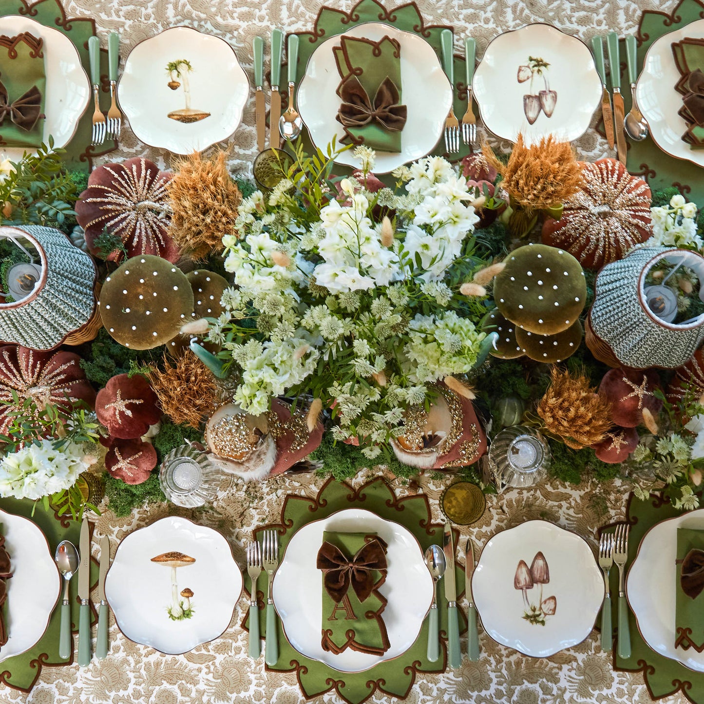 Forest Green & Brown Angelina Napkins (Set of 4)