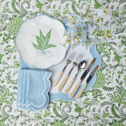 Blue Serena Appliqué Placemats & Napkins (Set of 4)
