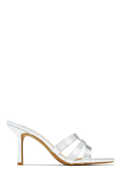 Valdis Mid Heel Mules - Silver