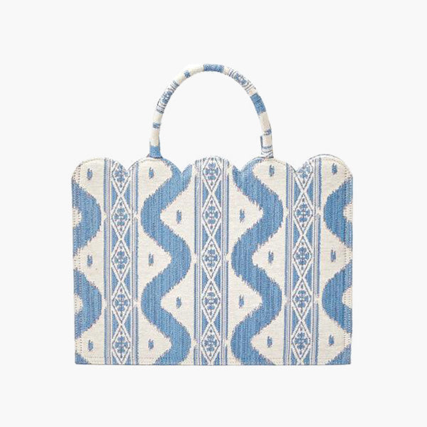 Blue Small Mrs. Alice Ikat Tote Bag