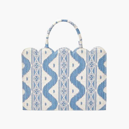 Blue Small Mrs. Alice Ikat Tote Bag