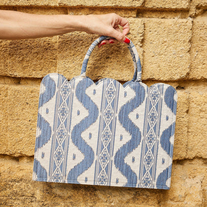 Blue Small Mrs. Alice Ikat Tote Bag
