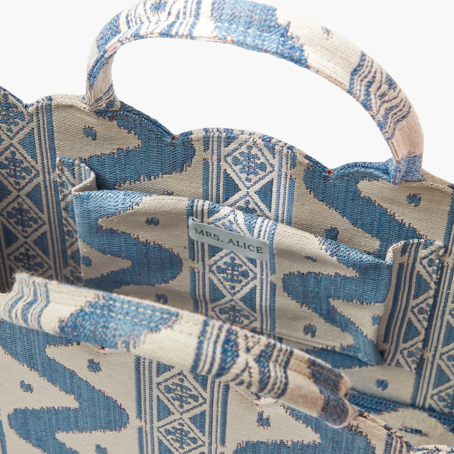 Blue Small Mrs. Alice Ikat Tote Bag