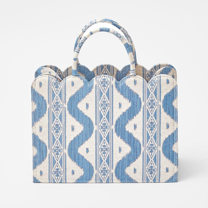 Blue Small Mrs. Alice Ikat Tote Bag