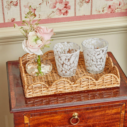 Natural Small Scalloped Rattan Tray