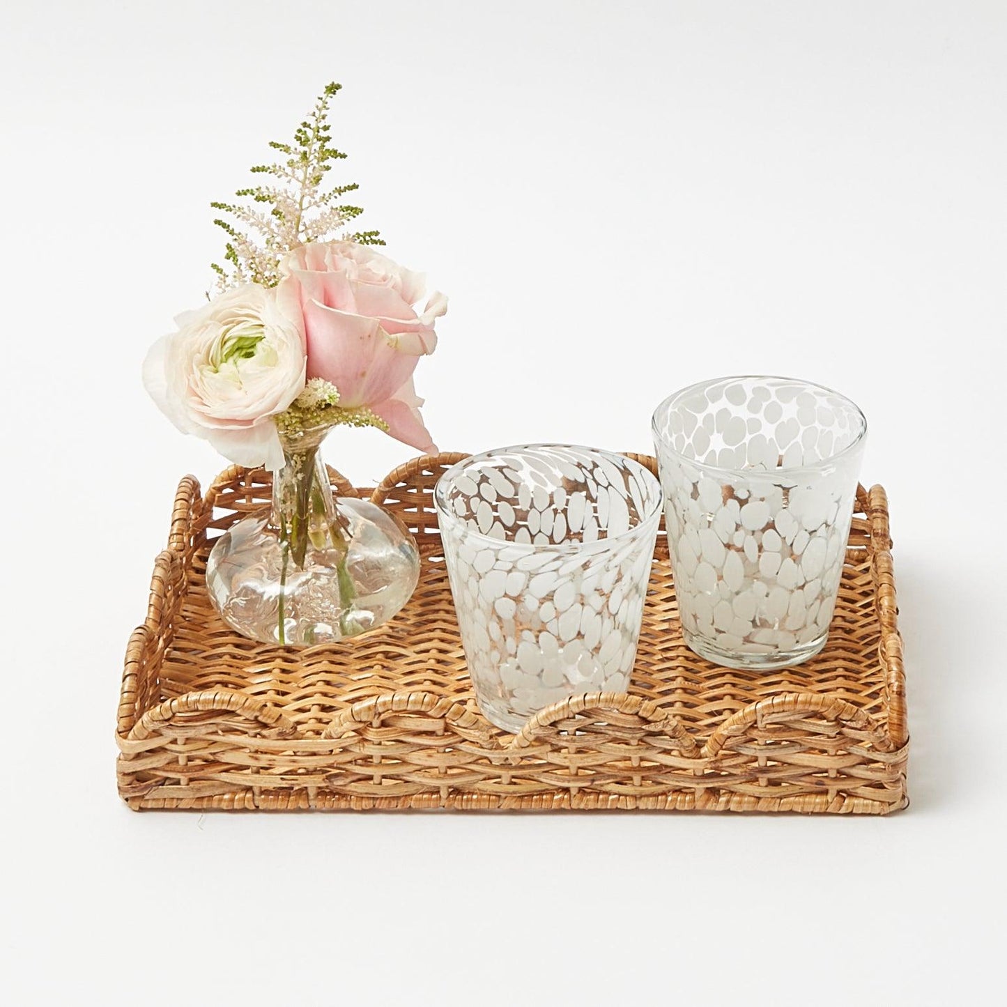 Natural Small Scalloped Rattan Tray