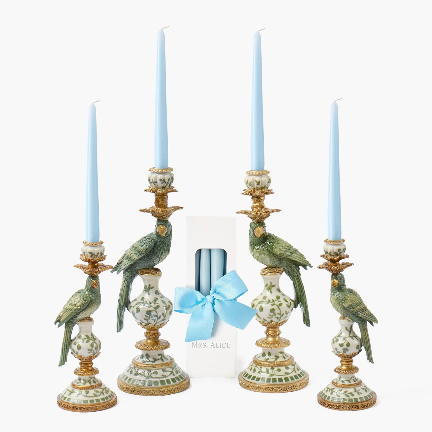 Olive Parrot Candle Set (Soft Blue)