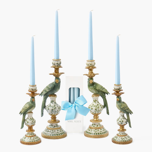 Olive Parrot Candle Set (Soft Blue)