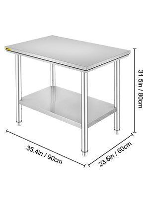 SucceBuy Stainless Steel Kitchen Work Bench Commercial Catering Table Worktable w/Undershelf 330LBS 286LBS for Restaurant