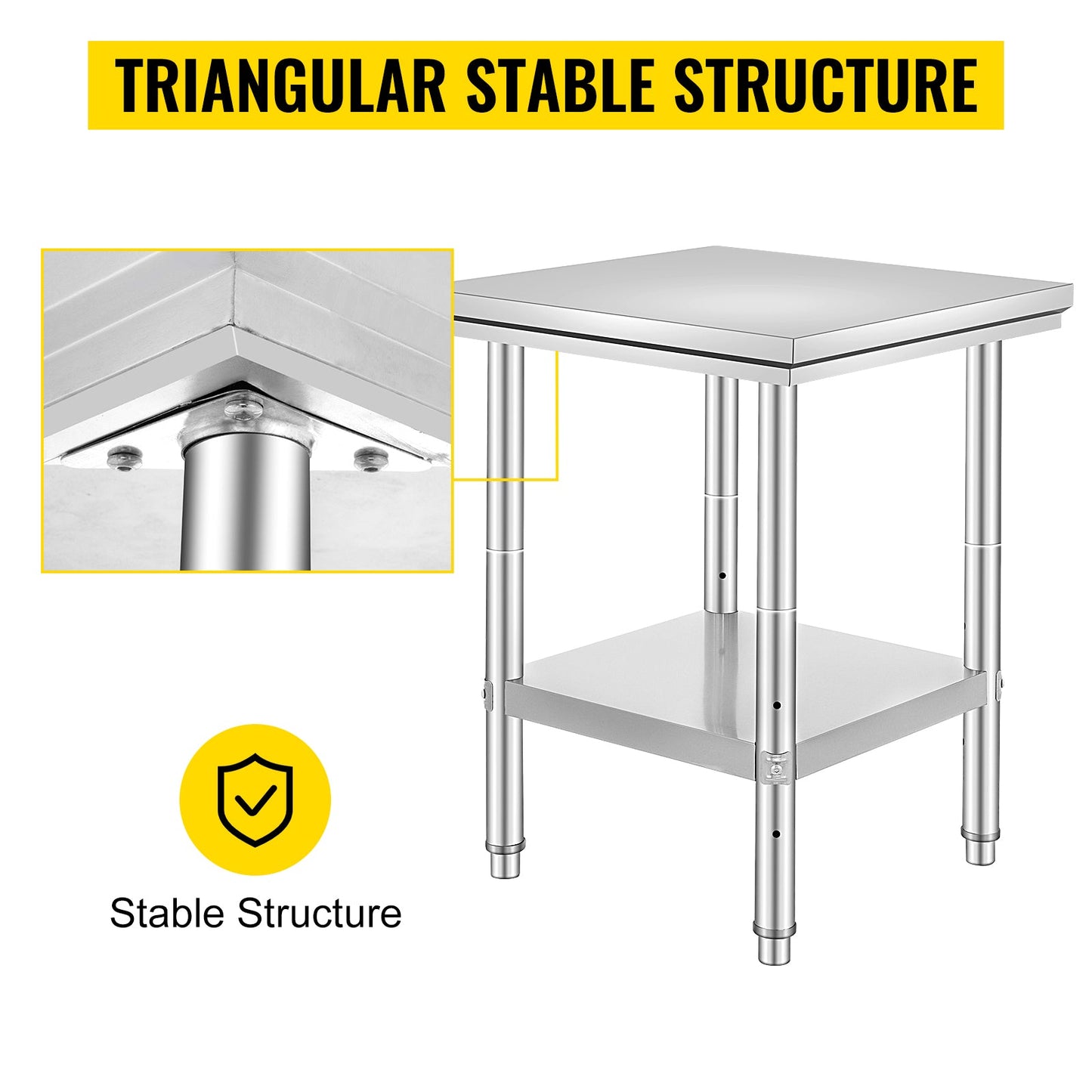 SucceBuy Stainless Steel Kitchen Work Bench Commercial Catering Table Worktable w/Undershelf 330LBS 286LBS for Restaurant