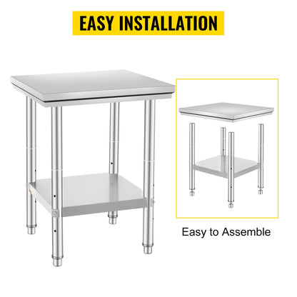 SucceBuy Stainless Steel Kitchen Work Bench Commercial Catering Table Worktable w/Undershelf 330LBS 286LBS for Restaurant