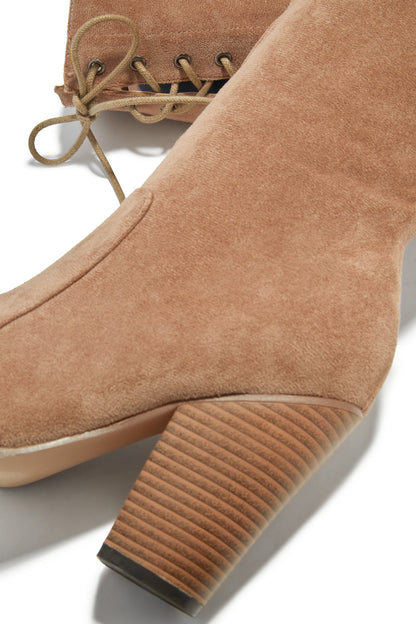 Roadie Over The Knee Block Heel Boots - Taupe