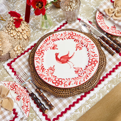 Putty Gingham & Red Rossina Placemats (Set of 4)