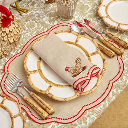 Putty & Red Eloise Linen Placemats (Set of 4)