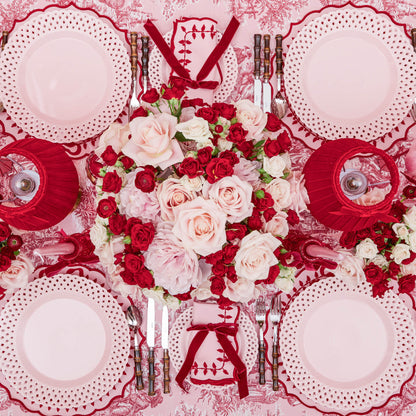 Pink Basketweave Dinner & Starter Plates (Set of 8)