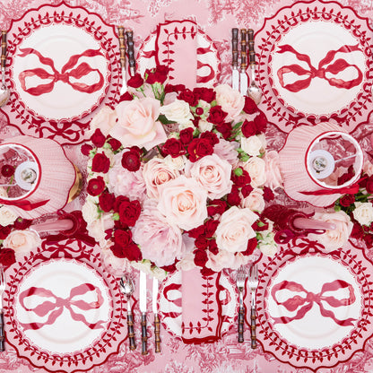 Pink & Red Bow Laurel Placemats (Set of 4)