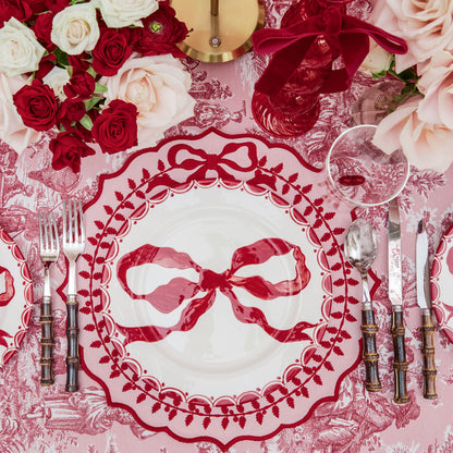 Pink & Red Bow Laurel Placemats (Set of 4)