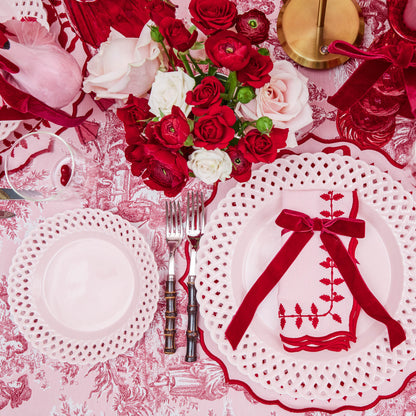 Pink Basketweave Starter Plates (Set of 4)