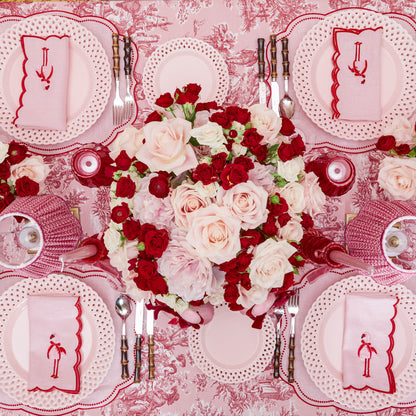 Pink Basketweave Dinner & Starter Plates (Set of 8)