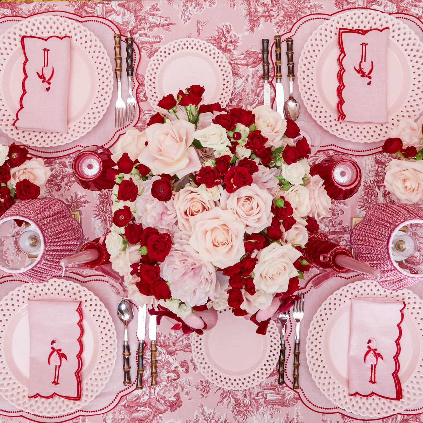 Pink Basketweave Starter Plates (Set of 4)