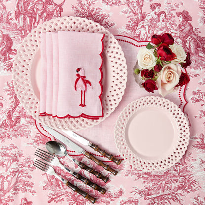 Pink Basketweave Dinner & Starter Plates (Set of 8)