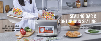 SucceBuy DZ-260A Chamber Vacuum Sealer with 15.7" Sealing Length Kitchen Vacuum Packing Machine for Home Foods Meats Marinades