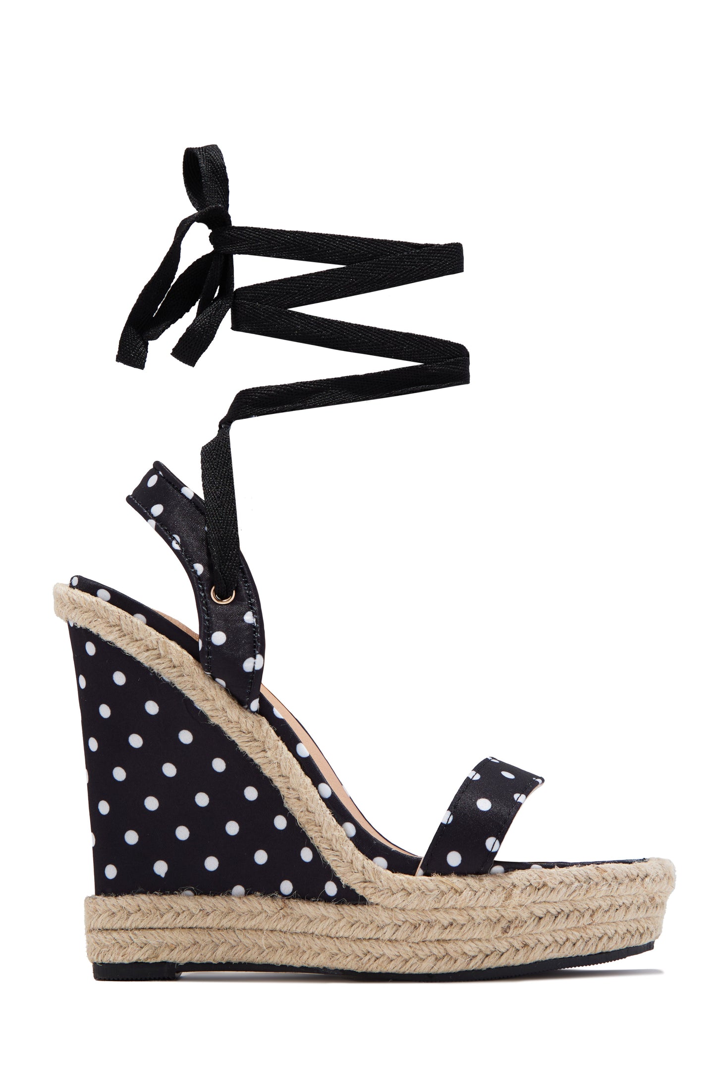 Lucy Platform Lace Up Wedges - Polka Dot