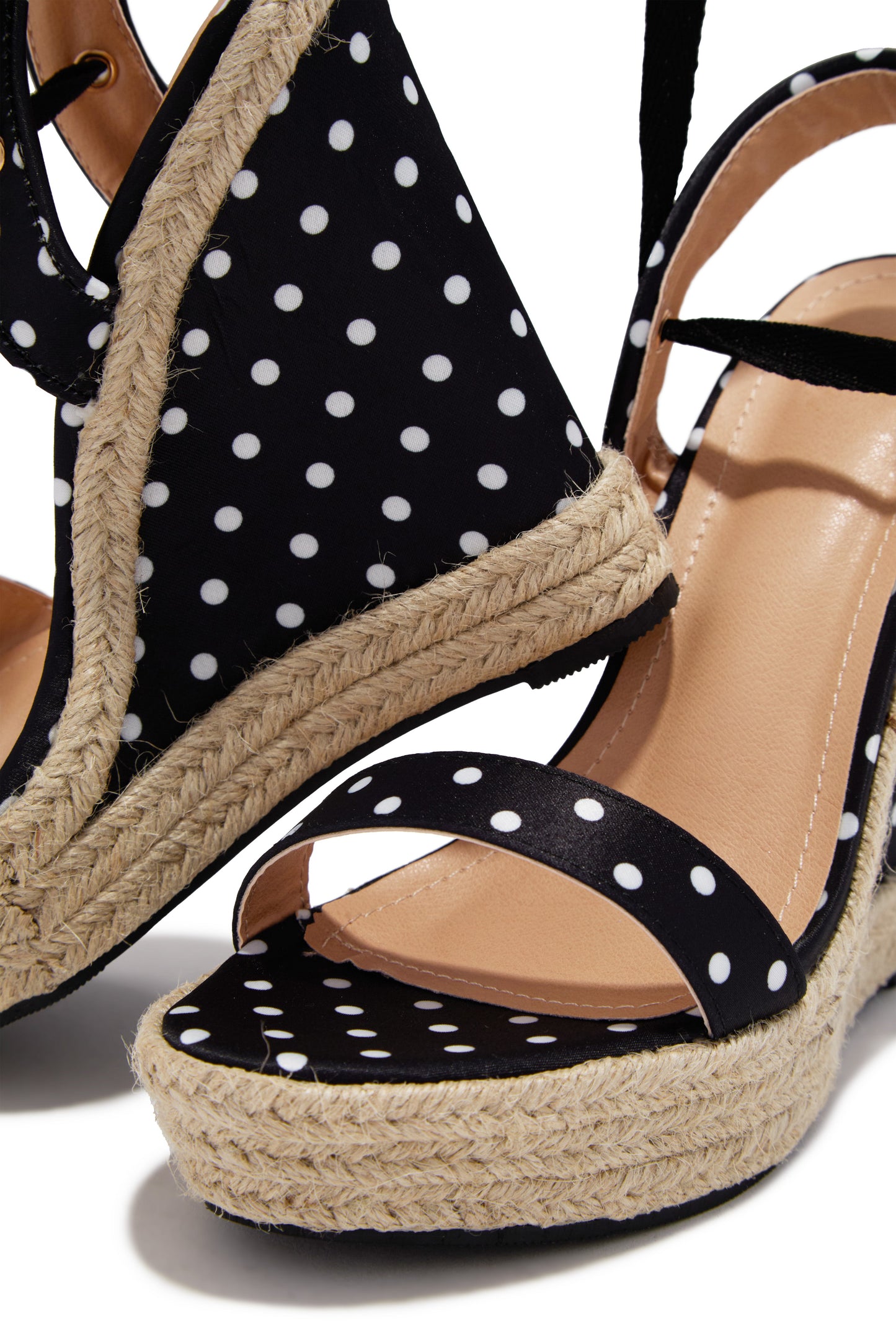 Lucy Platform Lace Up Wedges - Polka Dot