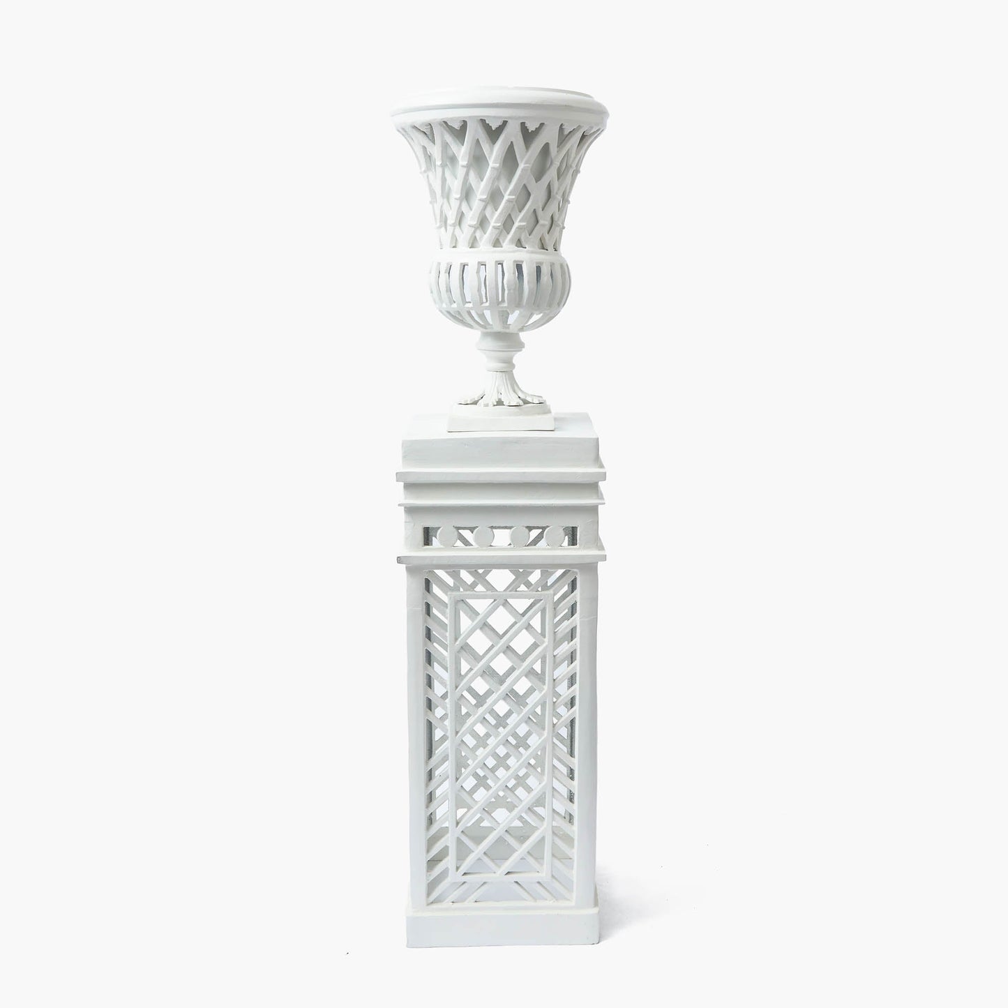 Adelaide White Lattice Urn & Pedestal