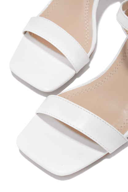 Deryna Ankle Strap Block Heels - White