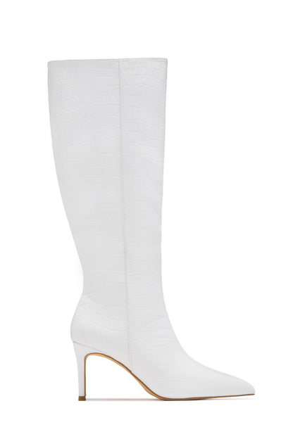 Chrissy Mid Heel Boots - White