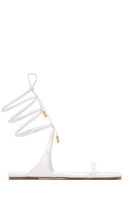 Wine & Dine Lace Up Sandals - White